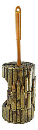 Western Military Rifle Ammo Shells Gold Tone Bullets Toilet Brush and Holder Set
