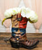 Rustic Western Star Texas Patriot Flag Cowboy Boot With Spur Floral Vase Planter