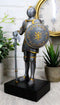 Medieval Knight Statue 9"H With Heraldic Royal Lion Shield And Axe Suit Of Armor