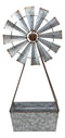 Vintage Galvanized Metal Windmill Wall Hanging Basket Planter Mail Holder 25"H