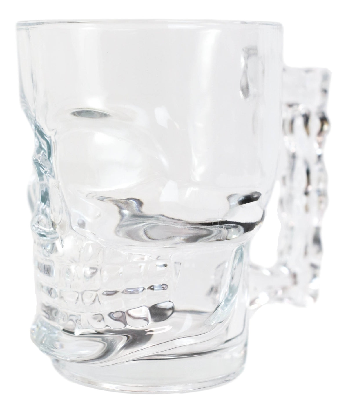 Ebros Day of The Dead Grinning Skull Cranium Novelty Glass Mug W/ Bone Handle