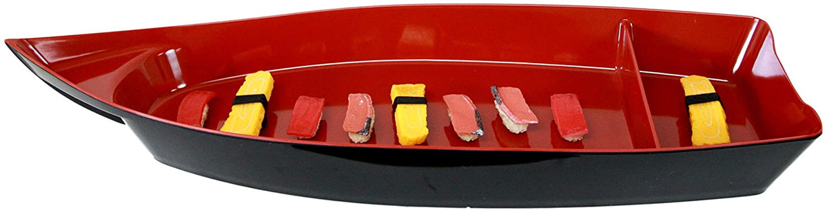 Ebros Gift Japanese Traditional Large 27.5" Long Red Plastic Lacquer Sushi Fishing Boat