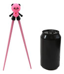 Hot Pink Love Giant Panda Reusable Training Chopsticks Set With Silicone Helper