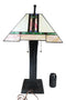 Louis Tiffany Mission Style Geometric Vectors Stained Glass Shade Table Lamp