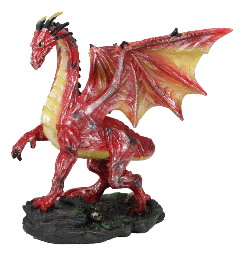 Fantasy Midnight Leviathan Red Dragon Standing On Volcanic Rock Small Figurine