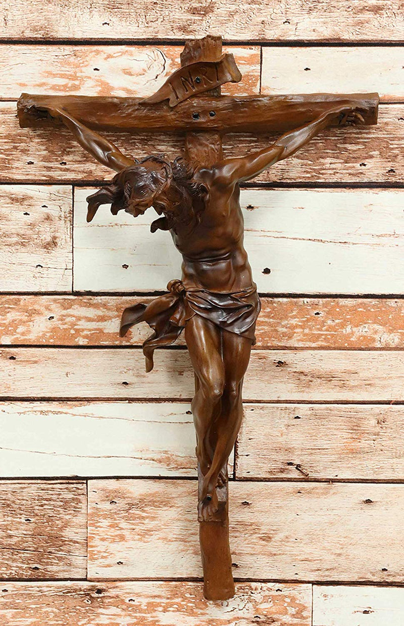 Ebros Large 19.75" High INRI Jesus Christ Cross Wall Hanging Crucifix Crosses