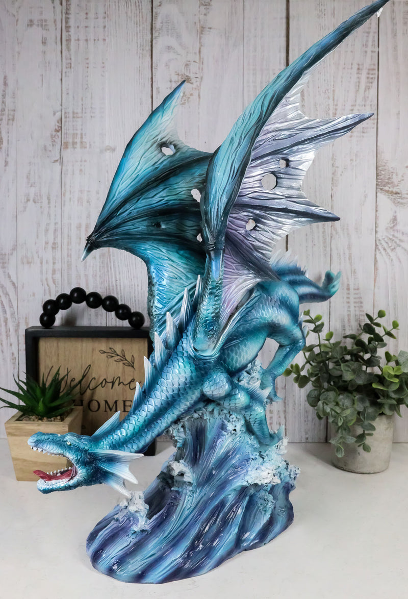 Large Flying Sea Dragon Statue 16.5"Long Mythical Fantasy Ocean Dragon Lord