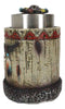 Rustic Western Native Indian Cow Skull Feathers Spring Barrel Toothpick Holder