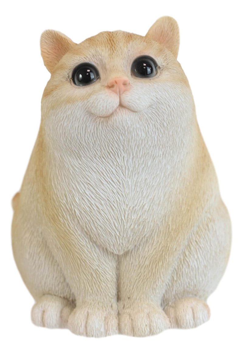 Adorable Feline Tabby Striped Fat Cat Kitten Figurine 4"H Miniature Lucky Cats