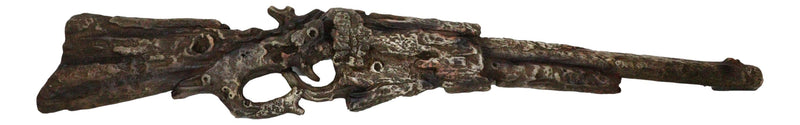 Large Rustic Wild West Western Faux Distressed Wood Rifle Gun Wall Decor Plaque