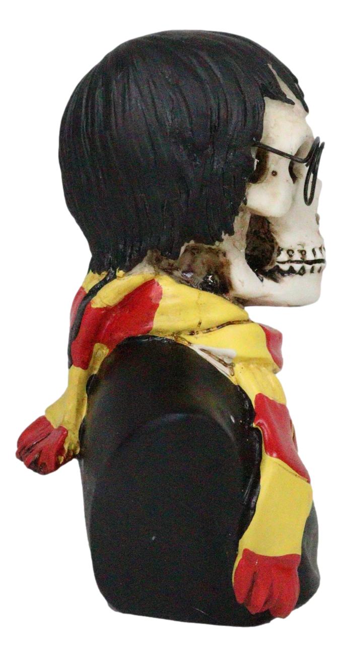 Scary Potter Sorcerer Gryffindor Skeleton With Scarf And Glasses Mini Figurine