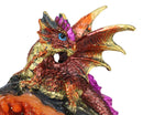Metallic Red Iridescent Wyrmling Dragon On Faux Geode Crystal Rock Figurine 4"H