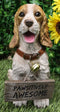 Tan And White English Cocker Spaniel Dog With Welcome Jingle Collar Sign Statue