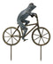 Ebros Gift 26.75" Tall Aluminum Metal Whimsical The Expedition Bicycling Frog with Helmet Garden Stake Statue Frogs Patio Pool Pond Lawn Yard Decorative Sculpture Feng Shui Zen Accent