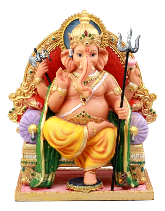 Ebros Gift Hindu Lord Ganesha Sitting On Throne Statue Elephant God Decorative Figurine