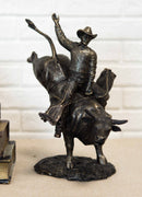 Ebros Rodeo American Cowboy on Bull Resin Figurine-Bronze Finish Resin 10.5"H - Ebros Gift