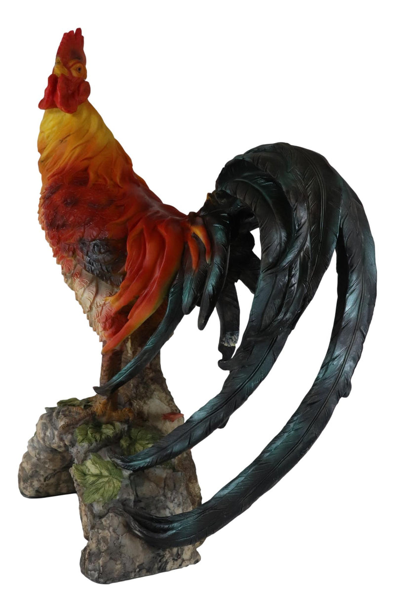 Large Realistic Rustic Western Country Chicken Morning Crow Rooster Statue