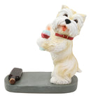 Standing Red Collar Yorkie Terrier Puppy Dog Holding Glass Wine Holder Figurine