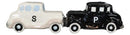 Black and White Vintage Retro Antique Cars Magnetic Salt And Pepper Shakers