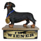 Award Trophy Dachshund Puppy Dog With Gold Medal Standing On Stage Figurine