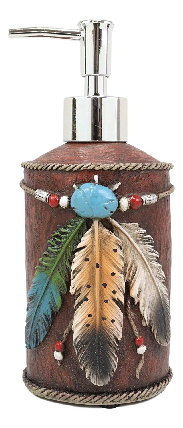 Ebros Southwestern 3 Feathers Dream Catcher Liquid Soap Or Lotion Pump Dispenser
