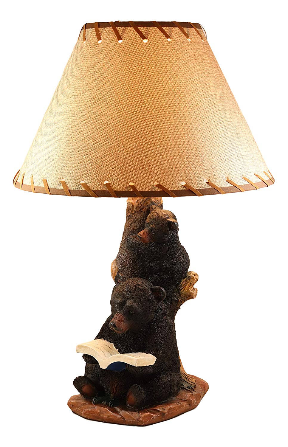 Ebros Story Time Fable Mother Bear Reading Book To Her Cub By Tree Table Lamp - Ebros Gift