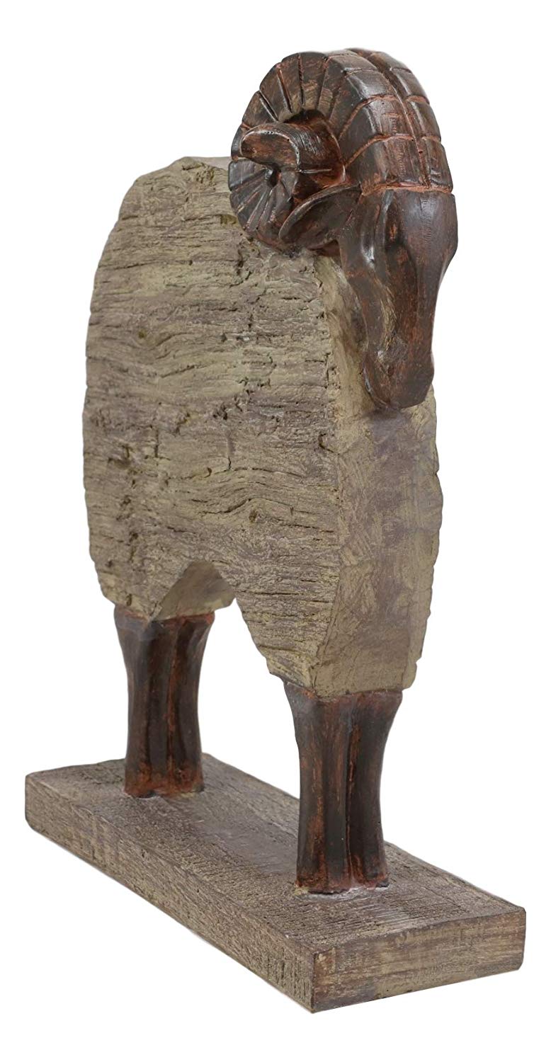Ebros Faux Driftwood Finish Animal Totem Tiki Wildlife Desktop Decorative Resin Statue Decor Animals Figurine Rustic Western Cabin Lodge Sculpture (Bighorn Sheep Ram)