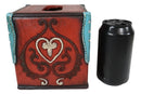 Western Cowgirl Red Valentines Love Heart Lace Scrollwork Tissue Box Cover Decor
