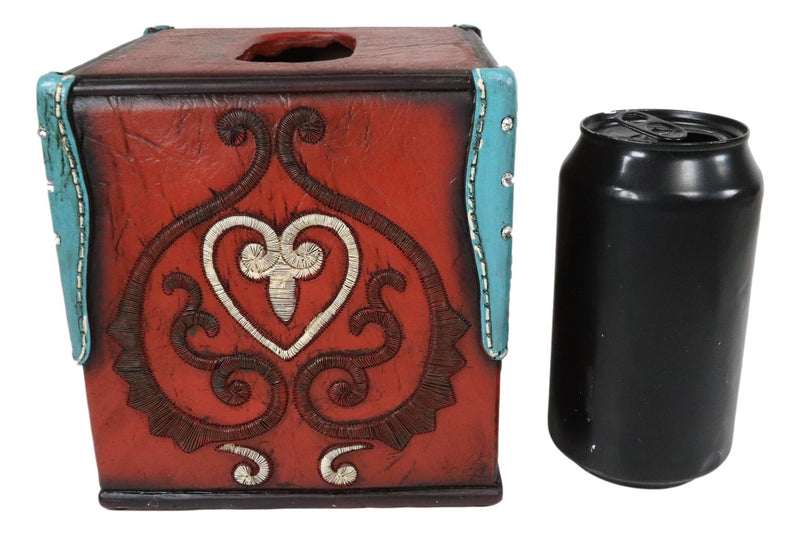 Western Cowgirl Red Valentines Love Heart Lace Scrollwork Tissue Box Cover Decor