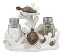 Ebros Nautical White Coral Reef With 2 Swimming Sea Turtles Salt And Pepper Shakers Holder Set Figurine Coastal Beach Turtles Tortoises Decorative Sculpture As Kitchen Dining Centerpiece Accent