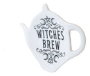 Ebros Wicca Pentagram Moons Witches Brew Hex Ceramic Tea Spoon / Bag Holder Rest Plate