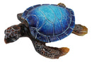 Nautical Ocean Blue Hues Giant Sea Turtle Swimming Decorative Figurine Tortoise