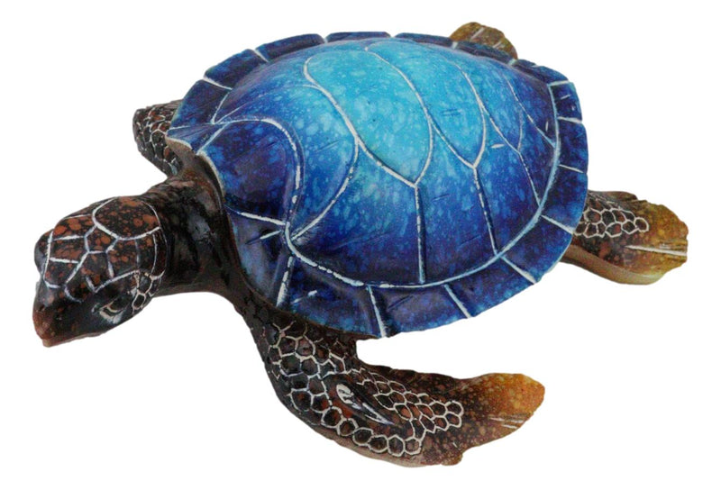 Nautical Ocean Blue Hues Giant Sea Turtle Swimming Decorative Figurine Tortoise
