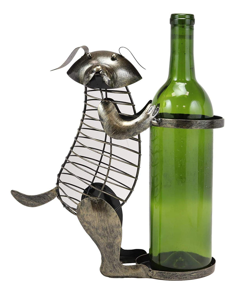 Ebros Gift Adorable Begging Pet Dog Decorative Cork and Wine Bottle Holder Sculpture Hand Made Steel Metal Animated Decor Figurine Home Kitchen Dining Wine Cellar Organizer Centerpiece