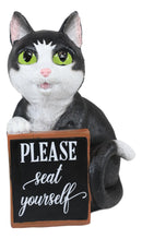 Ebros Black White Cat W/Please Seat Yourself Sign Decorative Toilet Figurine