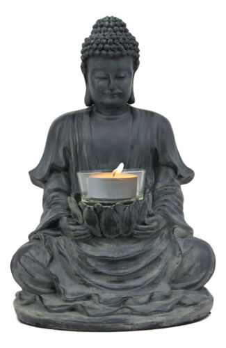 Ebros Meditating Buddha Shakyamuni On Lotus Seat Tea Light Votive Candle Holder Statue