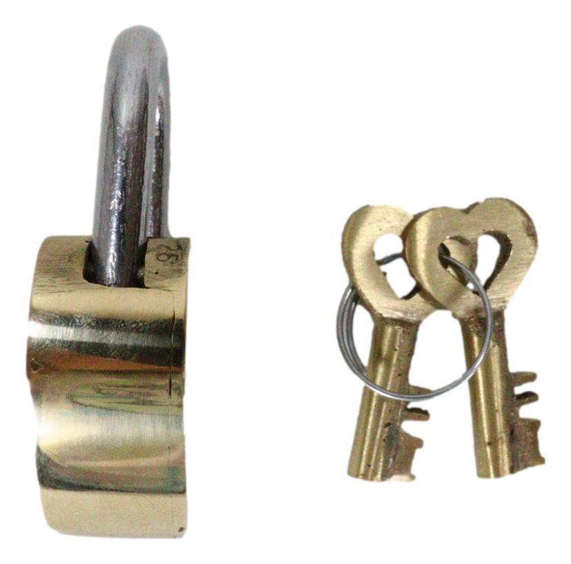 Antique Gold Tone Keepsake Brass Small Heart Love Shaped Padlock With 2 Keys - Ebros Gift