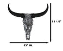 Western Floral Tribal Tattoo Tooled Bison Bull Cow Skull Wall Decor Plaque