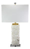Crystalline Marble Pillar Contemporary Table Lamp With Rectangular Linen Shade