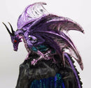Purple Azure Quartz Dragon On Gemstone Mountain Backflow Incense Burner Figurine
