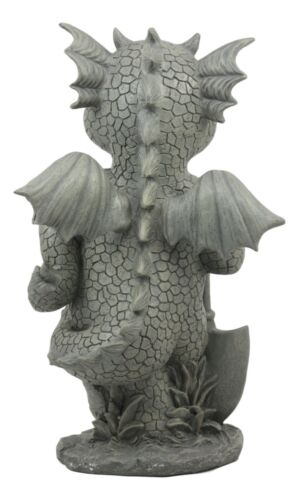 Whimsical Garden Dragon With Shovel Statue 11.5"H Gardening Green Thumb Dragon