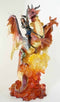 Large Dragon Rider Warrior with Mighty Beast Breathing Fire Statue 11.5" Tall