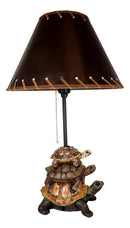 Nautical Marine Reptile Stacked Tortoises Turtles Desktop Table Lamp With Shade