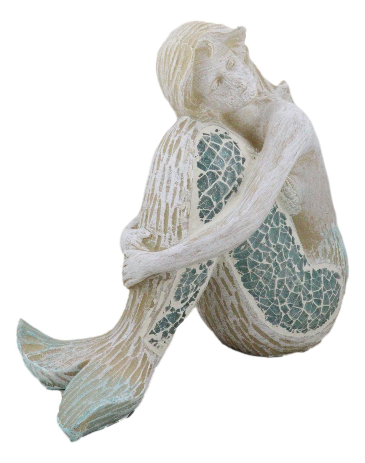 Ebros Nautical Goddess Mermaid Maiden Resting Decorative Crushed Glass Art Figurine 7.75"H
