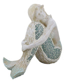 Ebros Nautical Goddess Mermaid Maiden Resting Decorative Crushed Glass Art Figurine 7.75"H
