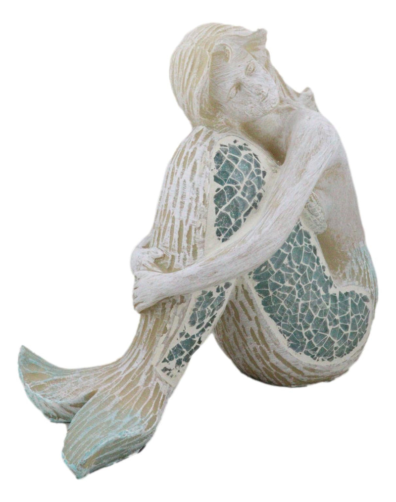 Ebros Nautical Goddess Mermaid Maiden Resting Decorative Crushed Glass Art Figurine 7.75"H