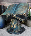Dead Man's Curse Skeleton Slave Holding A Witch Poison Apple Spell Book Figurine