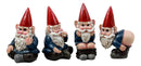 Ebros 4" Tall Badass Naughty Gnome Figurines Collectible Set of 4 Dwarf Decors