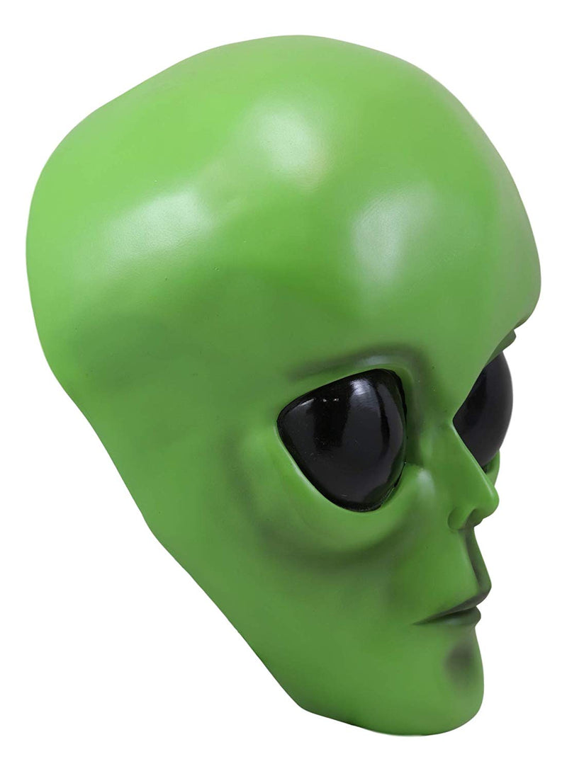 Ebros Large UFO Space Galaxy ET Roswell Green Alien Skull Head Wall Decor 13" Tall Hanging Sculpture Plaque Saucer Spaceship Aliens Area 54 Halloween Decor