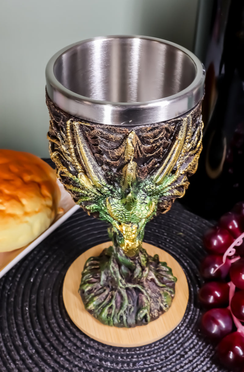 Ebros Dryad Greenman Earth Dragon 5oz Wine Goblet Chalice Cup Fantasy Decor